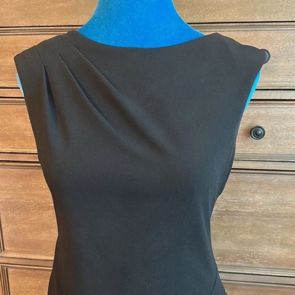 Calvin Klein Women's Black Faux Wrap Midi Formal Sheath Dress New